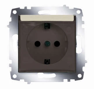 619-011400-218 ABB | Розетка 1-м СП Cosmo 16А IP20 с заземл. с крышкой механизм титаниум  