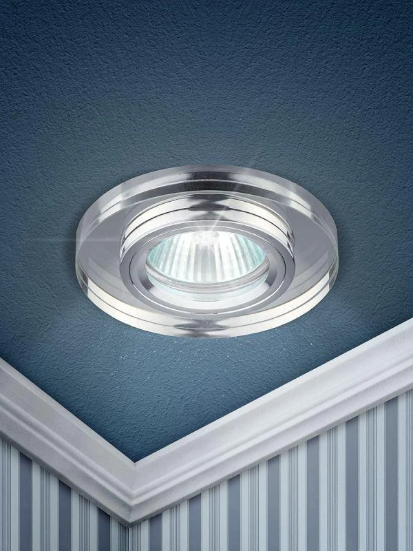 C0043735 Эра | Светильник DK7 CH/WH декор стекло круглый хром/зеркальный ЭРА 