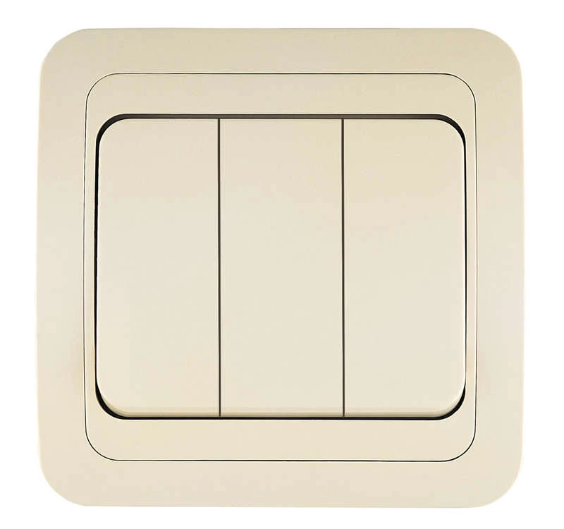 25091 Makel | Выключатель 3-кл. 3п СП Mimoza 10А IP20 крем./крем.  