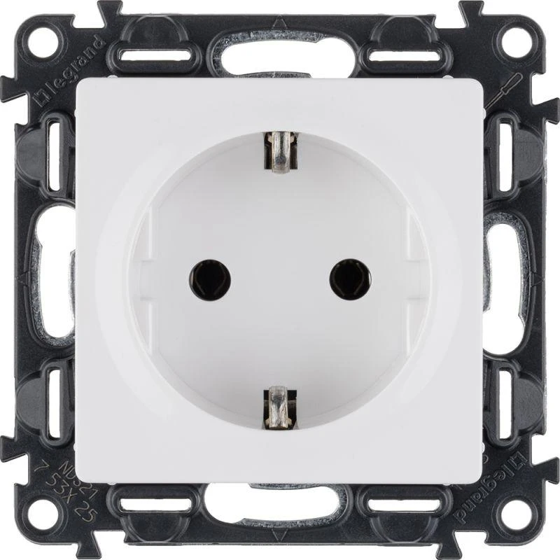 753425 Legrand | Розетка 1-м СП Valena Life 16А IP20 250В 2P+E винт. клеммы механизм бел. Leg 