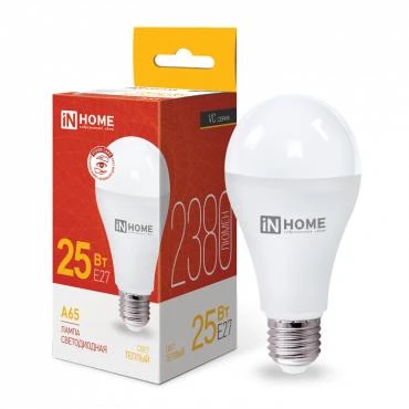 4690612024066 IN HOME | Лампа светодиодная LED-A65-VC 25Вт грушевидная 3000К тепл. бел. E27 2380лм 230В  
