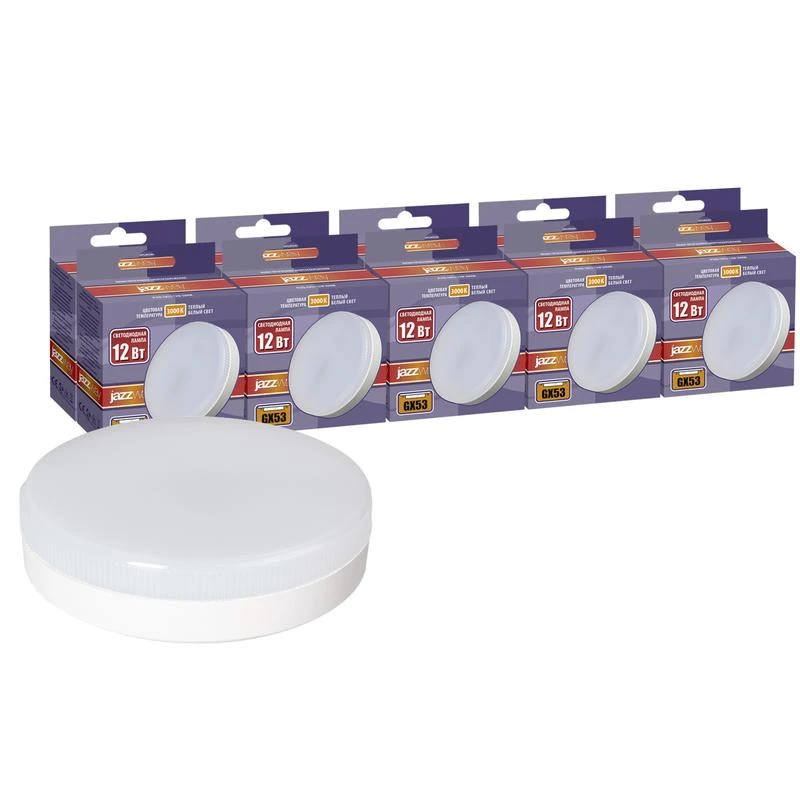 1029287 JazzWay | Лампа светодиодная PLED-GX53 12Вт 3000К тепл. бел. GX53 980лм 230В 50Гц (эквивалент ЛОН 100Вт) (уп.10шт)  