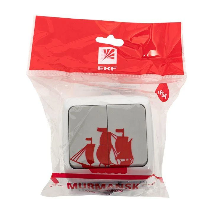 EFV10-023-30-54 EKF | Выключатель 2-кл. ОП Мурманск 10А IP54 сер.  