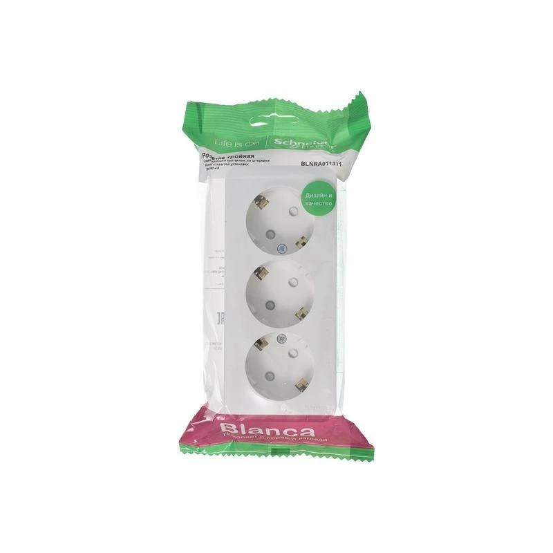 BLNRA011311 Systeme Electric | Розетка 3-м ОП Blanca 16А IP20 250В с заземл. защ. шторки с изолир. пластиной бел. SE 