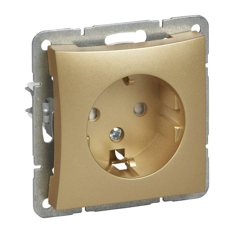 WDE000445 Schneider Electric | Розетка 1-м СП Дуэт 16А IP20 с заземл. защ. шторки механизм шампань SchE 