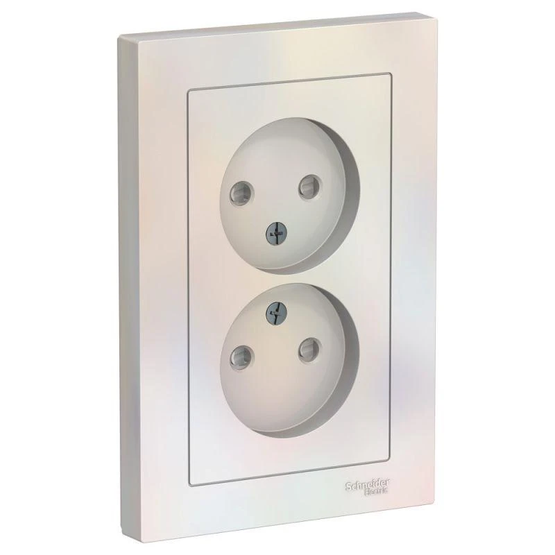 ATN000422 Systeme Electric | Розетка 2-м СП AtlasDesign 16А IP20 без заземл. защ. шторки в сборе жемчуж. SE 