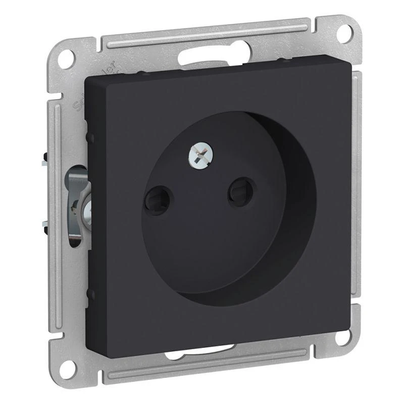ATN001049 Systeme Electric | Розетка 1-м СП AtlasDesign 16А IP20 без заземл. защ. шторки механизм карбон SE 