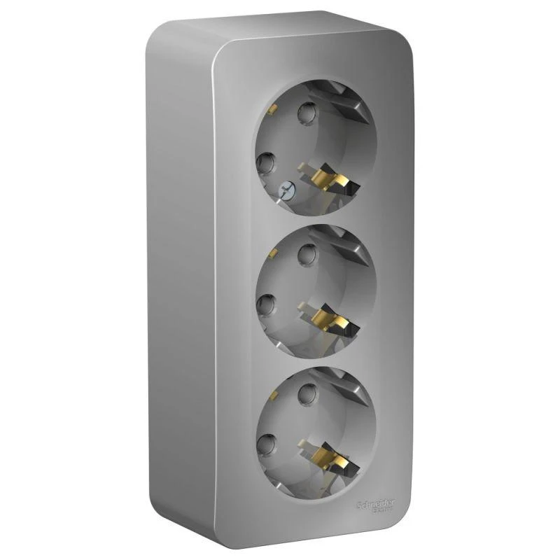 BLNRA010313 Systeme Electric | Розетка 3-м ОП Blanca 16А IP20 250В с заземл. без защ. шторок с изолир. пластиной алюм. SE 
