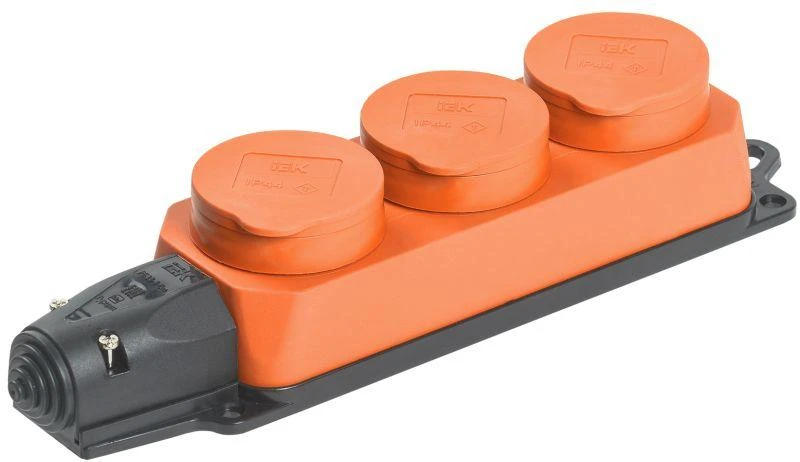 IEK  | Колодка 3-м ОМЕГА РБ33-1-0м IP44 каучук оранж.  PKR61-016-2-K09