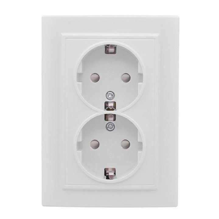 ERR16-128-100 EKF | Розетка 2-м СП Минск 16А IP20 с заземл. защ. шторки бел. Basic  