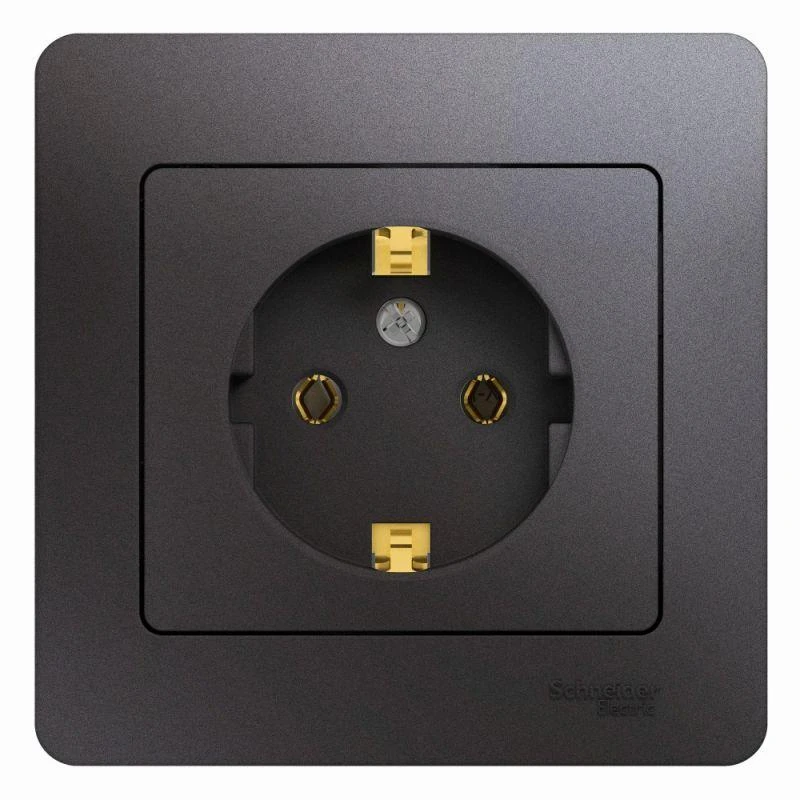 GSL001342 Systeme Electric | Розетка 1-м СП Glossa 16А IP20 250В с заземл. в сборе графит SE 