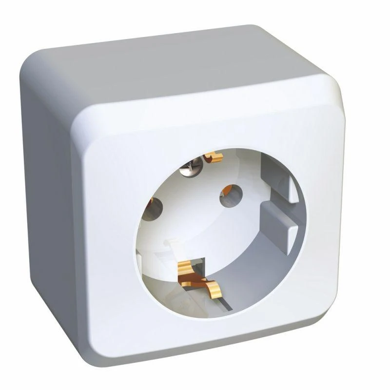 PA16-003B Systeme Electric | Розетка 1-м ОП Этюд 16А IP20 250В с заземл. без защ. шторок бел. SE 