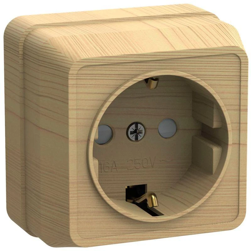 IEK  | Розетка 1-м ОП Октава РСш20-3-ОС 16А IP20 с заземл. защ. шторки сосна  ERO14-K03-16-DC