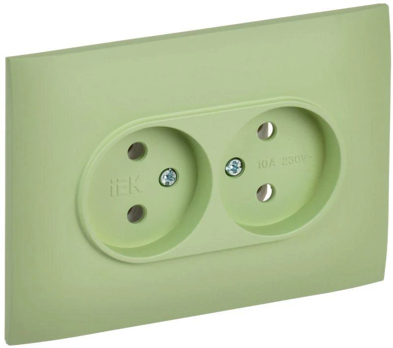 IEK  | Розетка 2-м SKANDY 10А без заземл. без защ. шторок в сборе SK-R10G мятный  SK-R20-10-K06-F