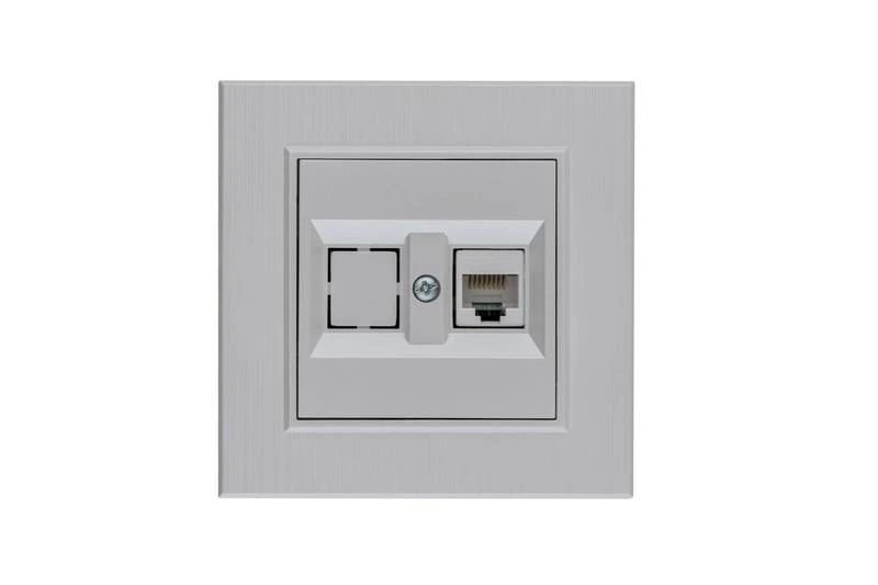 Розетка компьютерная CAT 5+гнездо Karea LINE STAR жемчуж. Makel 86100035