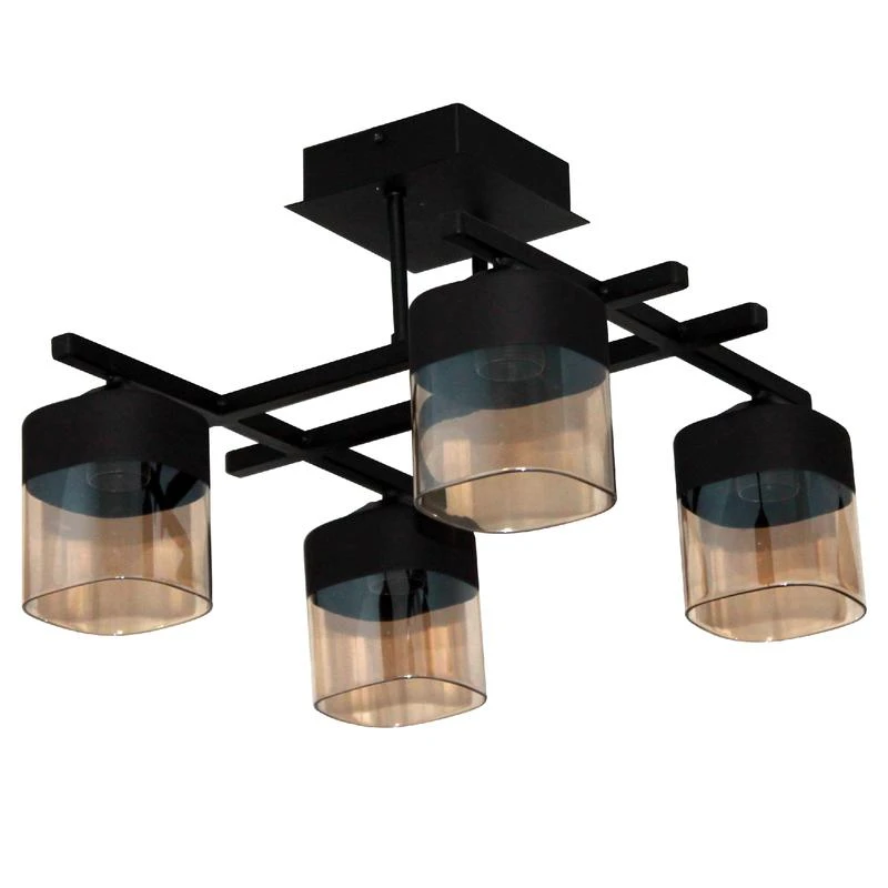 1005404676 Элетех | Светильник "Базиль" 141 (плафон 8421) НПБ 01-4х60-124 Е27 ИУ черн. муар  