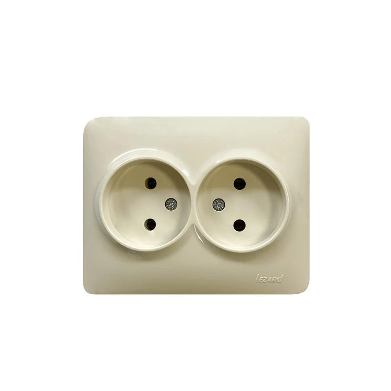 708-0300-128B LEZARD | Розетка 2-м Karina Life без заземл. ПБТ крем.  