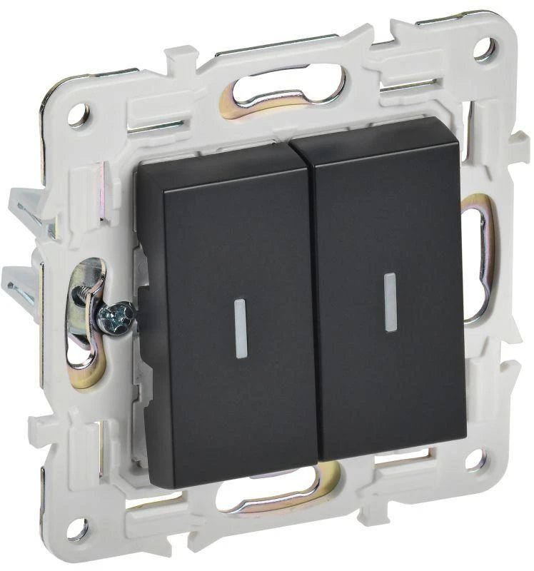 IEK  | Выключатель проходной 2-кл. SKANDY 10А SK-V10Bl с индикацией черн.  SK-V22-1-10-K02