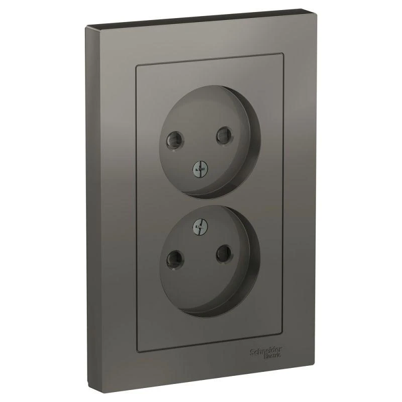 ATN000922 Systeme Electric | Розетка 2-м СП AtlasDesign 16А IP20 без заземл. защ. шторки в сборе сталь SE 