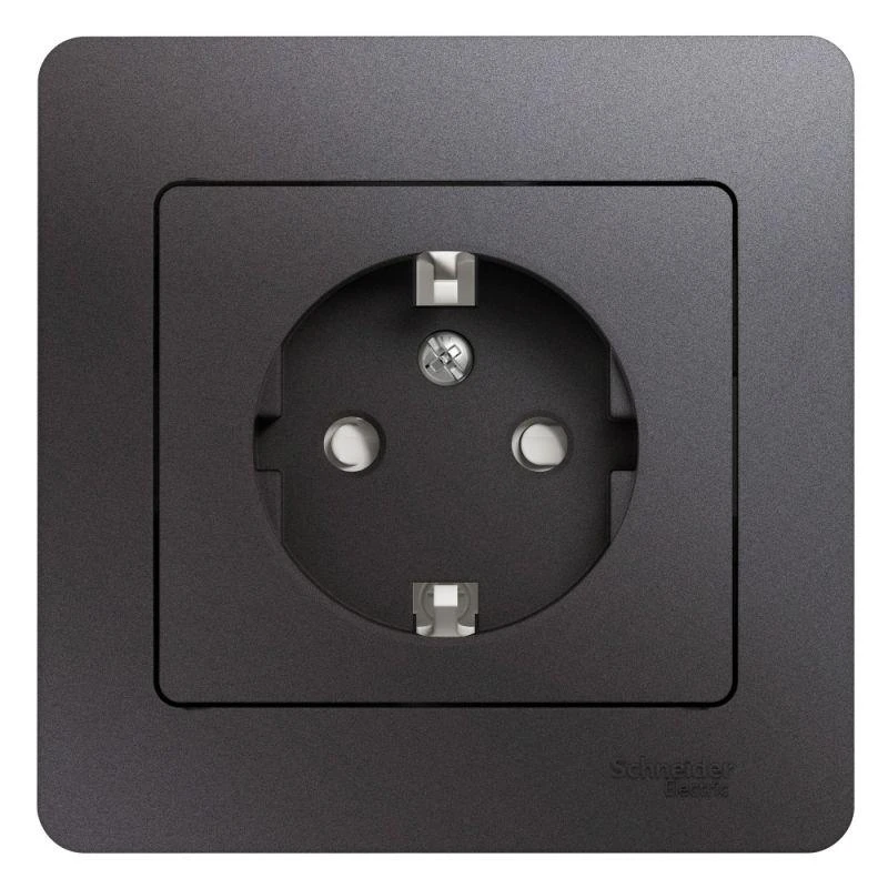 GSL001344 Systeme Electric | Розетка 1-м СП Glossa 16А IP20 250В с заземл. защ. шторки в сборе графит SE 