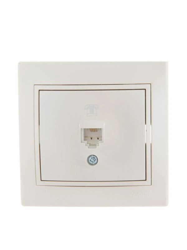 701-3030-137 LEZARD | Розетка телефонная 1-м СП Mira RJ11 16А IP20 евро стандарт со вставкой жемчуж./бел. перламутр.  