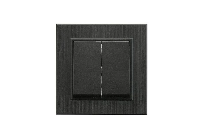 86054003 Makel | Выключатель 2-клав. Karea LINE STAR чер.  