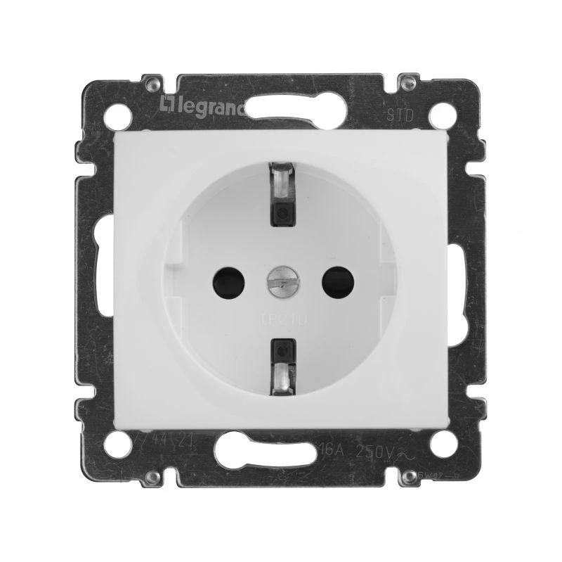 Legrand  | Розетка 1-м СП Valena 16А IP21 230/250В 2P+E с заземл. защ. шторки на винтах механизм бел. Leg 774421