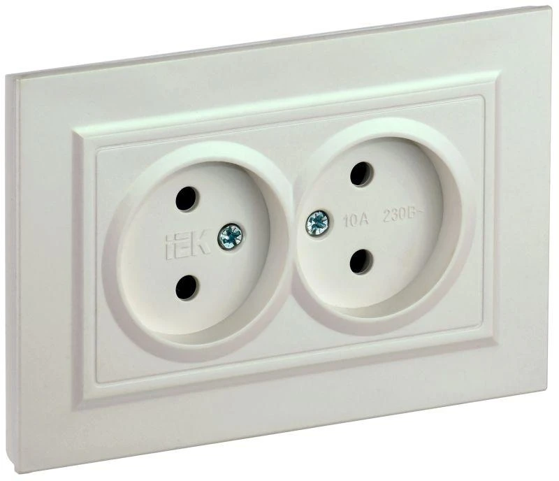 IEK  | Розетка 2-м СП BRITE РС12-2-БрЖ 10А в сборе без заземл. без защ. шторок жемчуж.  BR-R20-10-K36-F