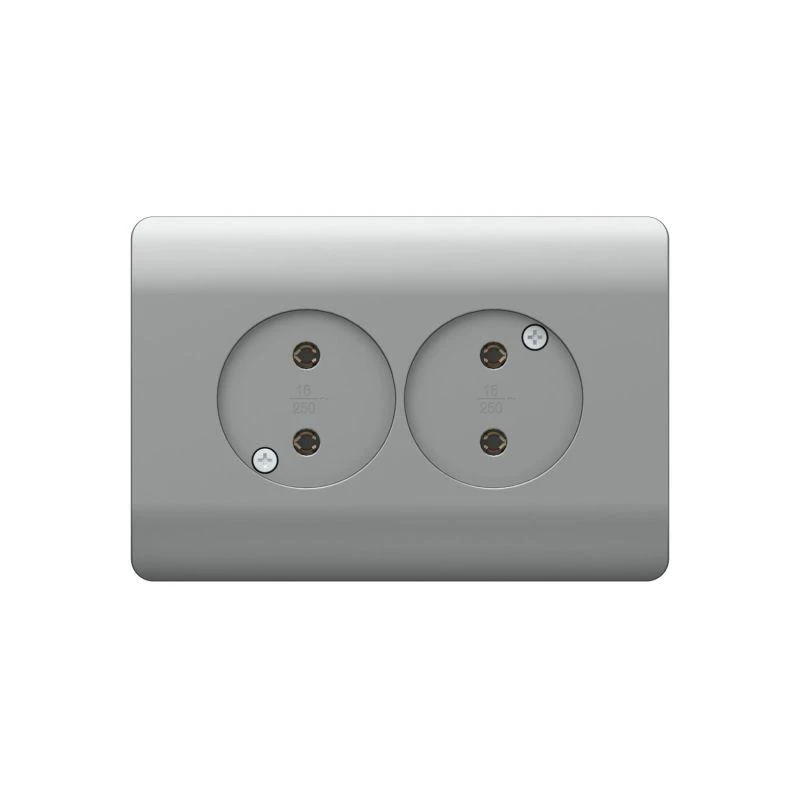 431421 CHINT | Розетка 2-м NEW3-E без заземл. защ. шторки 16А серебр.  