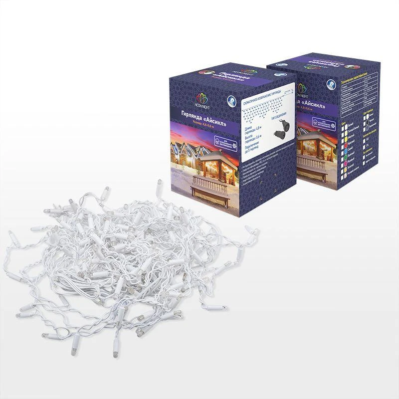 255-036 Neon-Night | Гирлянда светодиодная "Айсикл" (бахрома) 2.4х0.6м 88LED бел. 5.5Вт 230В IP65 эффект мерцания провод бел.  