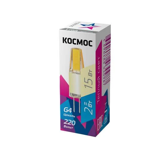 LksmLED2wJCG4220v30 КОСМОС | Лампа светодиодная 2Вт G4 3000К 220В Космос 