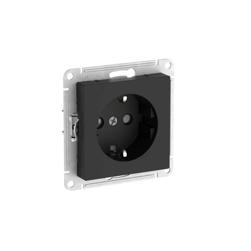 ATN001045S Systeme Electric | Розетка AtlasDesign 16А с заземл. защ. шторки быстрозажим. клем. механизм карбон SE 