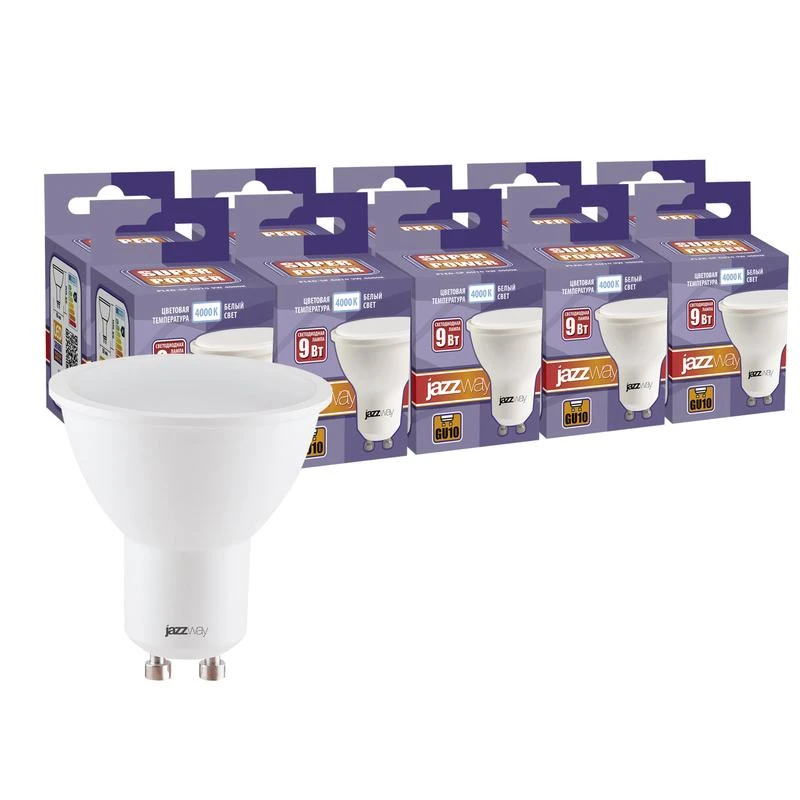 5019430 JazzWay | Лампа светодиодная PLED-SP 9Вт PAR16 4000К нейтр. бел. GU10 230В 50Гц (уп.10шт)  