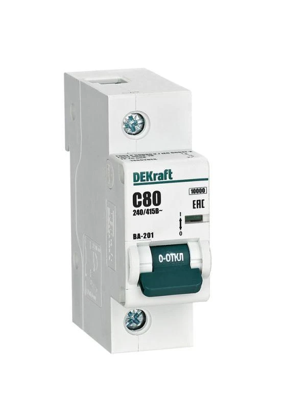 13002DEK DEKraft | Выключатель автоматический модульный 1п C 80А 10кА ВА-201  