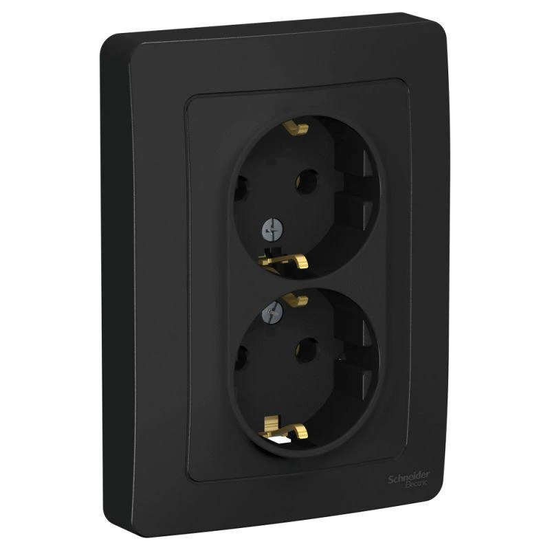 BLNRS001026 Systeme Electric | Розетка 2-м СП Blanca 16А IP20 250В с заземл. без защ. шторок антрацит SE 