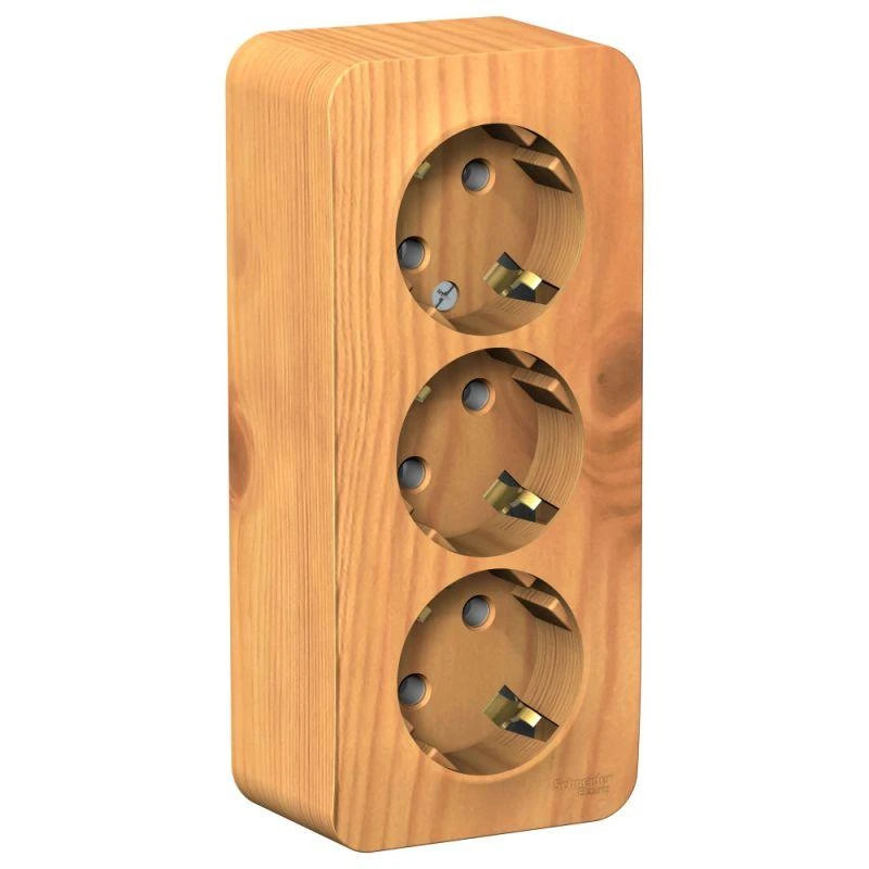 BLNRA010315 Systeme Electric | Розетка 3-м ОП Blanca 16А IP20 250В с заземл. без защ. шторок с изолир. пластиной ясень SE 