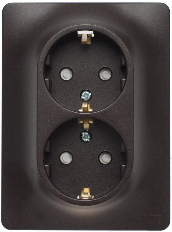 GSL000826 Systeme Electric | Розетка 2-м Glossa 16А с заземл. защ. шторки в сборе шоколад SE 