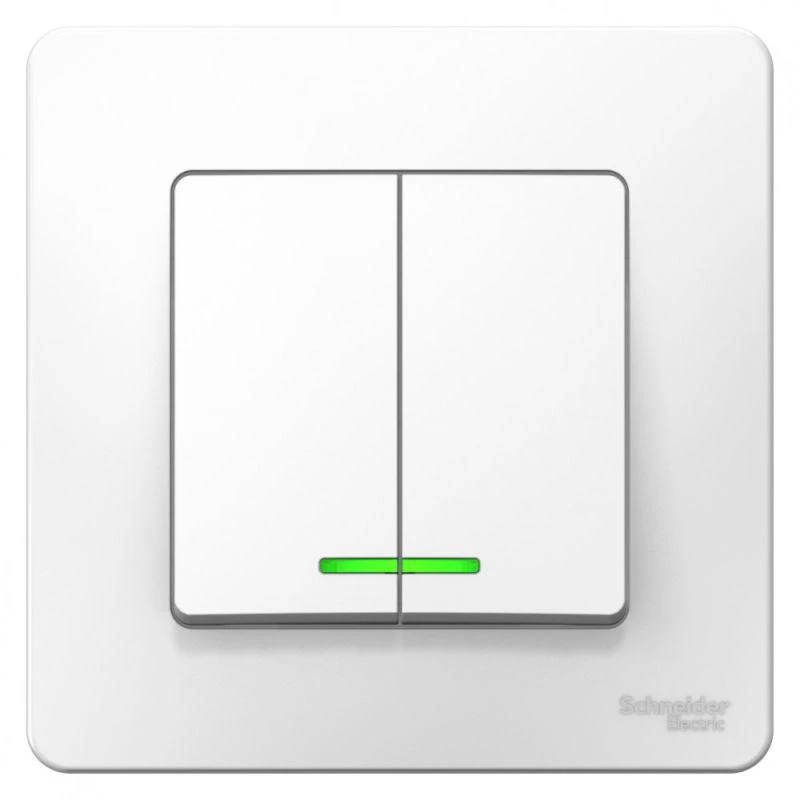 Выключатель 2-кл. СП Blanca 10А IP20 (сх. 5) 250В с подсветкой бел. SE BLNVS010511