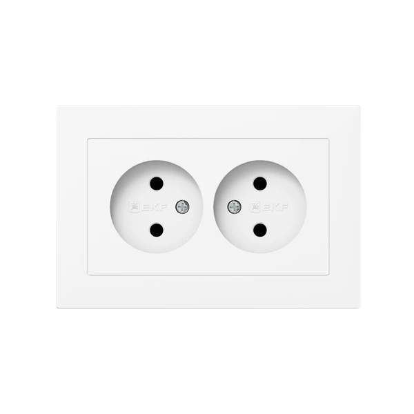 UP1-SOW-200 EKF | Розетка 2-м СП Эпика 16А без заземл. без защ. шторок с рамкой механизм бел.  