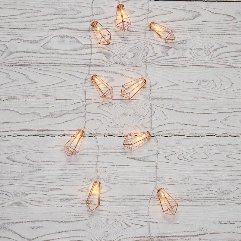 304-019 Neon-Night | Гирлянда светодиодная "Кристаллы бронзовые" 1.5м 10LED тепл. бел. 0.1Вт IP20 провод ПВХ прозр. элементы питания 2хAA (не в компл.)  