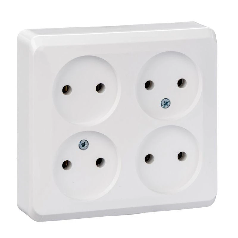 PA16-205B Systeme Electric | Розетка 4-м ОП Этюд 16А IP20 250В без заземл. без защ. шторок бел. SE 