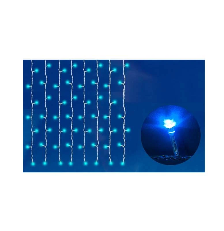 UL-00001358 Uniel | Занавес светодиодный ULD-C2030-240/TWK BLUE IP67 с эффектом мерцания 3х2м соединяемый 240LED cиний свет провод бел.  