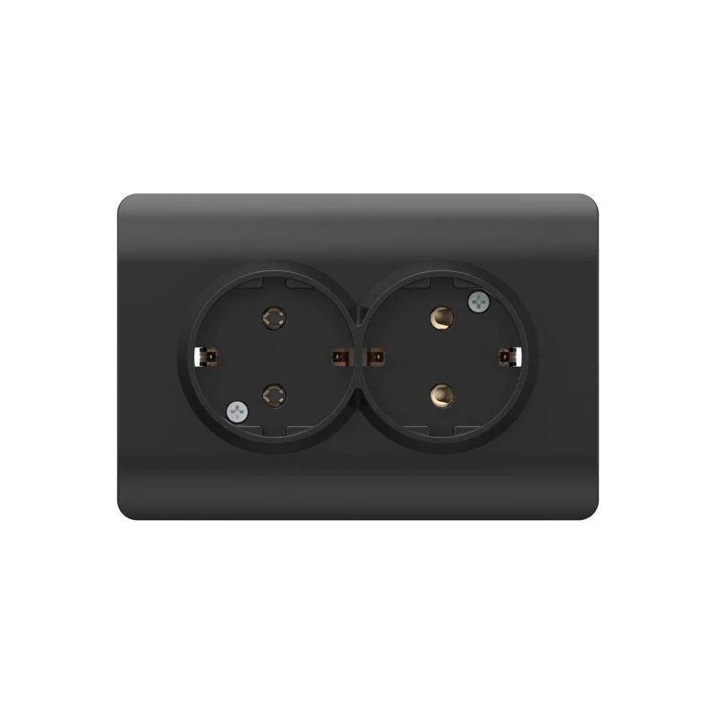 431491 CHINT | Розетка 2-м NEW3-E с заземл. защ. шторки 16А черн.  