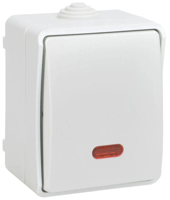 IEK  | Выключатель проходной 1-кл. ОП Форс IP54 ВС20-1-1-ФБ с индикацией бел.  EVS11-K01-10-54-DC