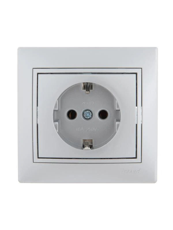 701-1010-122 LEZARD | Розетка 1-м СП Mira 16А IP20 с заземл. со вставкой керамика сер. метал.  