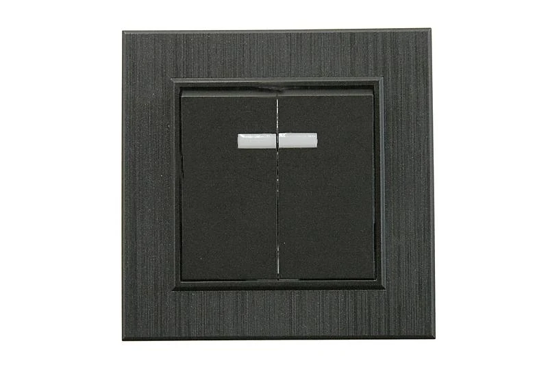 86054023 Makel | Выключатель 2-клав. с подсветкой Karea LINE STAR чер. 