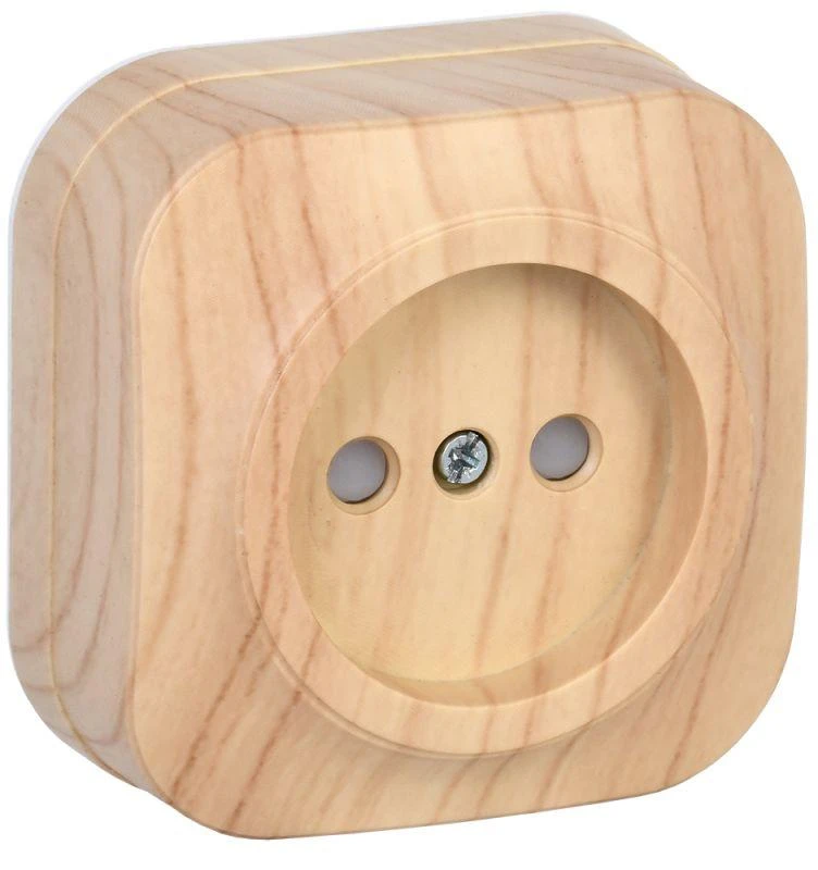 IEK  | Розетка 1-м ОП GLORY РСш20-2-ХС 10А без заземл. защ. шторки сосна  ERH13-K34-10