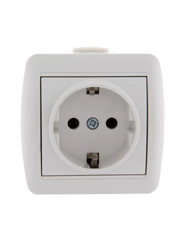 710-0200-122 LEZARD | Розетка 1-м ОП Nata 16А IP20 с заземл. керамика бел.  