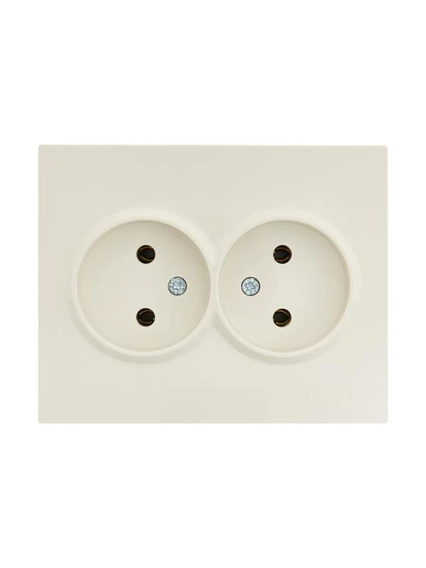 742-0300-128B LEZARD | Розетка 2-м СП VESNA без заземл. ПБТ кремов.  
