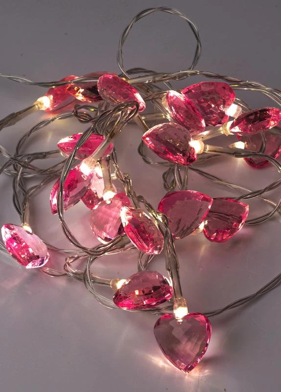 KOC_GIR-B111 КОСМОС | Гирлянда светодиодная "Сердечки 3D" 20LED 2.5х1х2.3см 1.9+0.5м роз. прозр. акрил тепл. бел.  